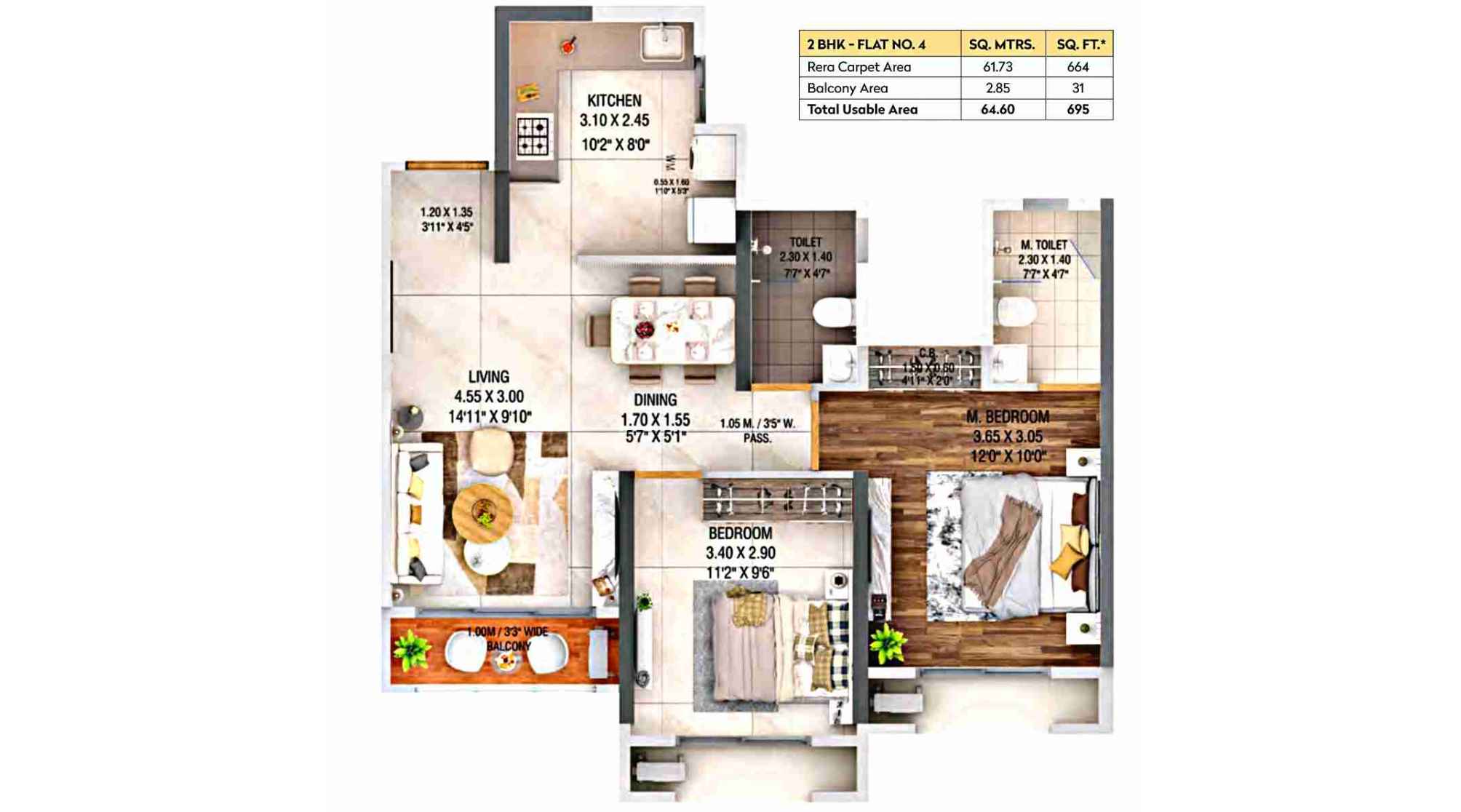 Dosti-Pine-Floor-Plan-Wing-E-2-BHK-695-sqft
