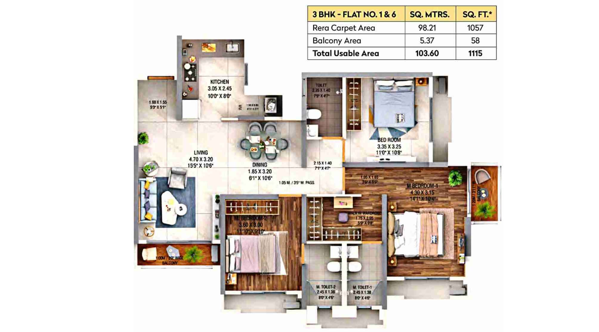Dosti-Pine-Floor-Plan-Wing-E-3-BHK-1115-sqft