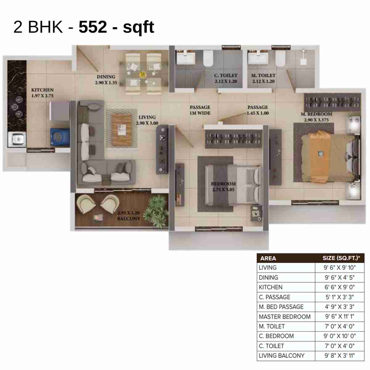 Dosti-Heron-Floor-Plan-Wing-B-552-sqft