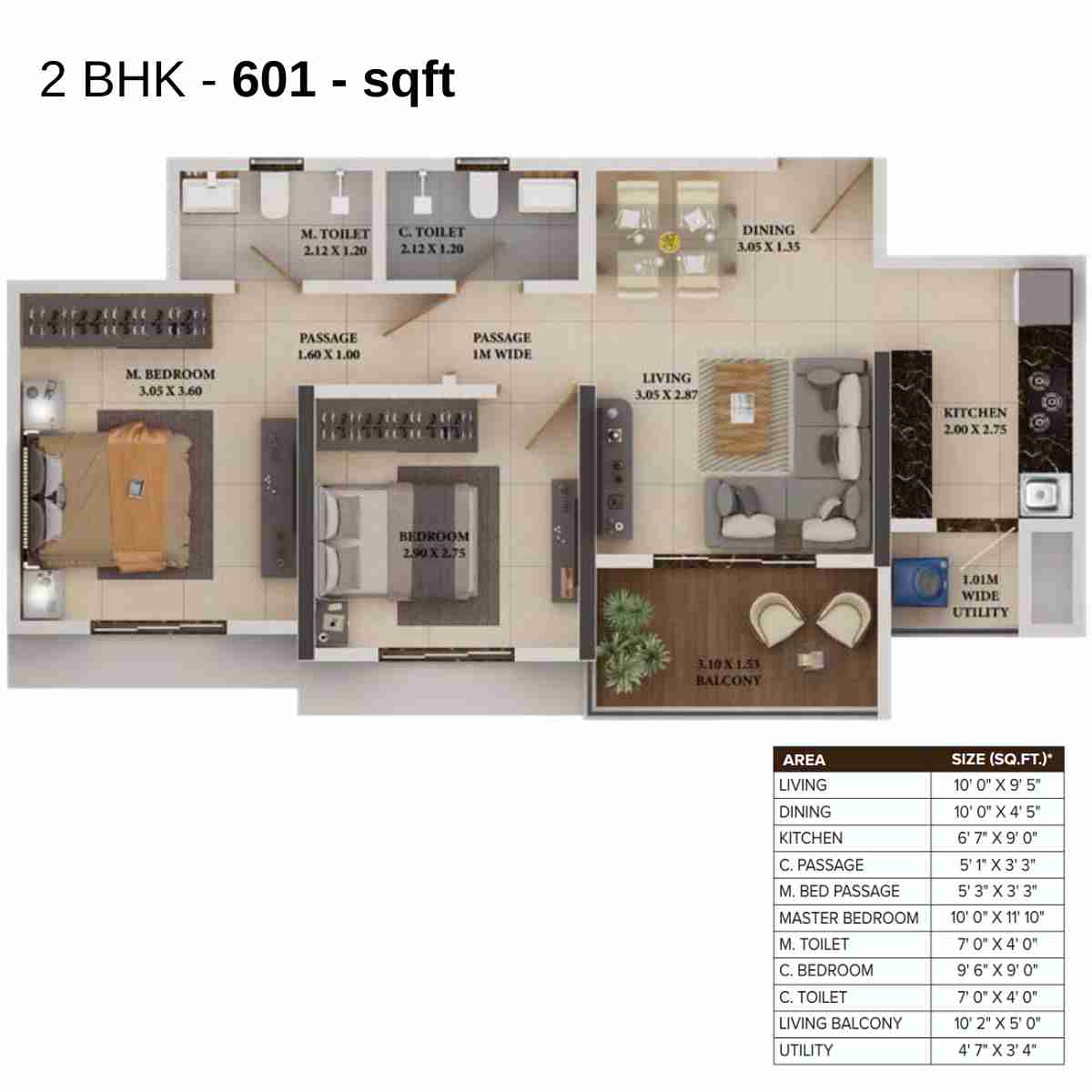 Dosti-Heron-Floor-Plan-Wing-C-601-sqft