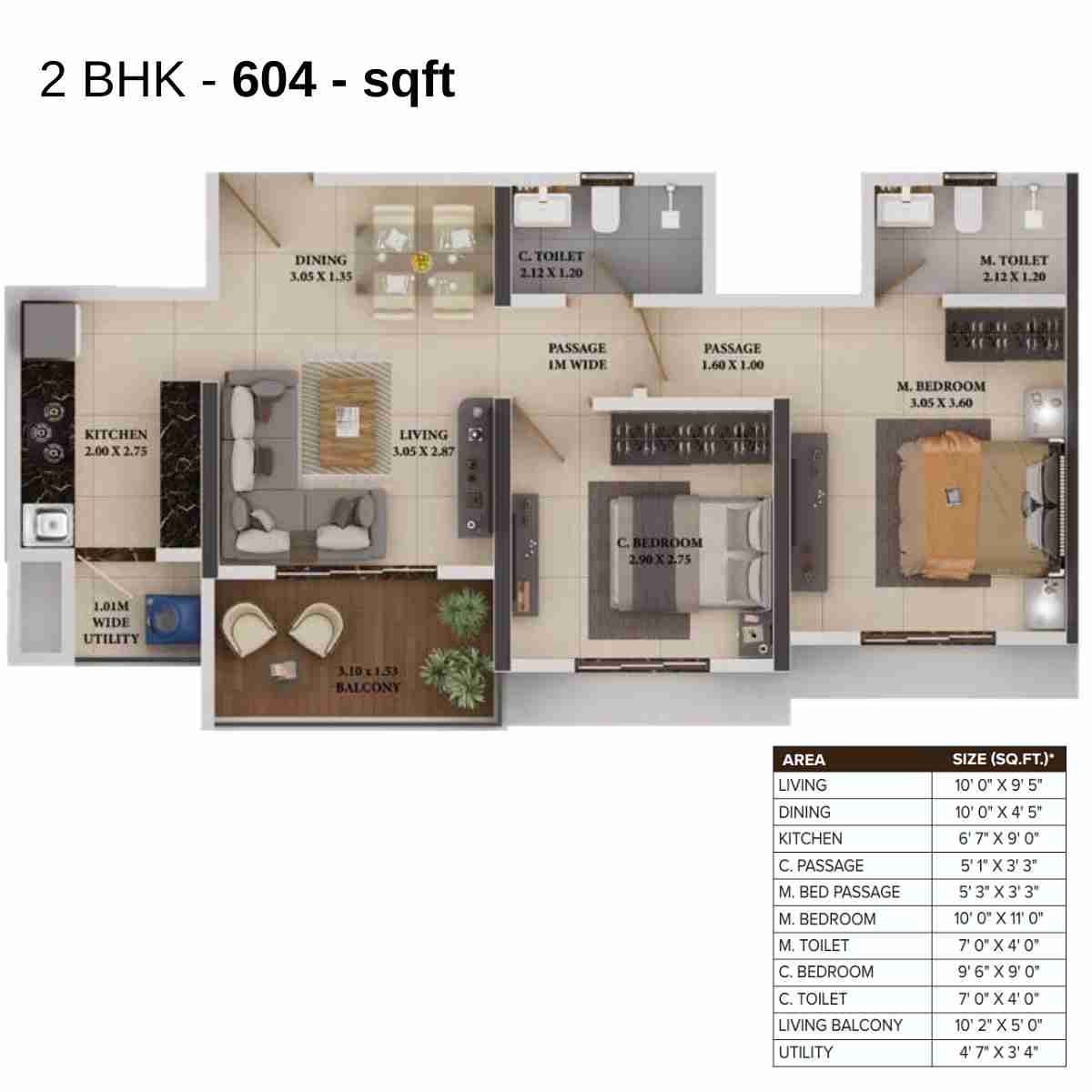 Dosti-Heron-Floor-Plan-Wing-C-604-sqft