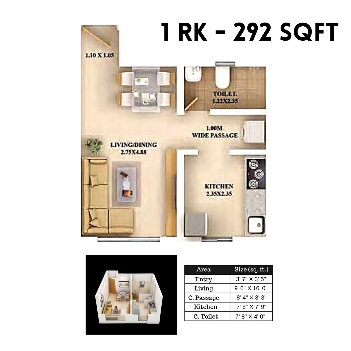 Dosti-Nest-Floor-Plan-Merlin-B-Wing-1-RK-292-sqft-Flat-No-3