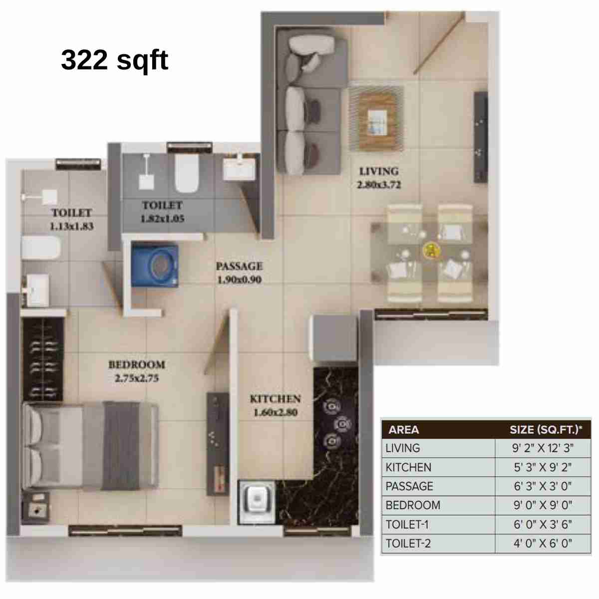 Dosti-Nest-Dove-Floor-Plan-C-Wing-2-BHK-Comfortable