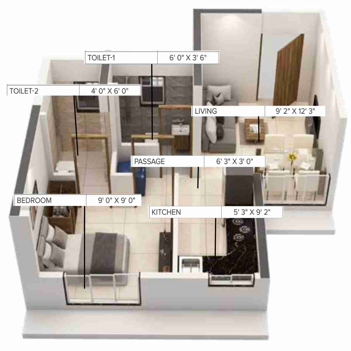 Dosti-Nest-Dove-Floor-Plan-B-Wing-2-BHK-Comfortable