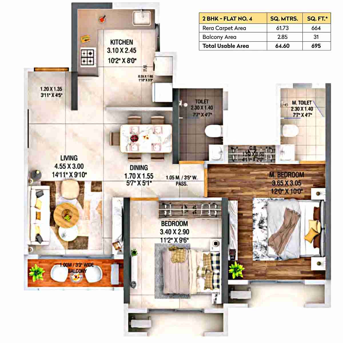 Dosti-Pine-Floor-Plan-Wing-E-2-BHK-695-sqft