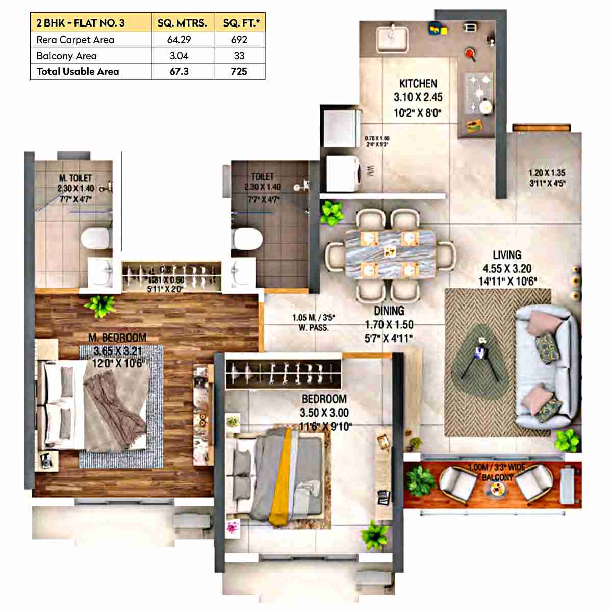 Dosti-Pine-Floor-Plan-Wing-E-2-BHK-725-sqft